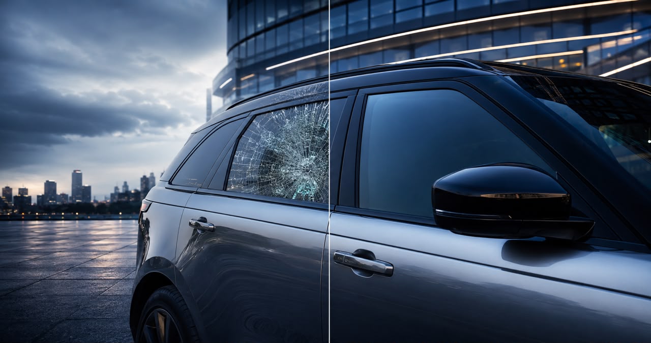 Vehicle glass fortification used as part of fleet protection